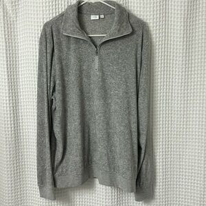 ONIA gray terry quarter zip pullover size L